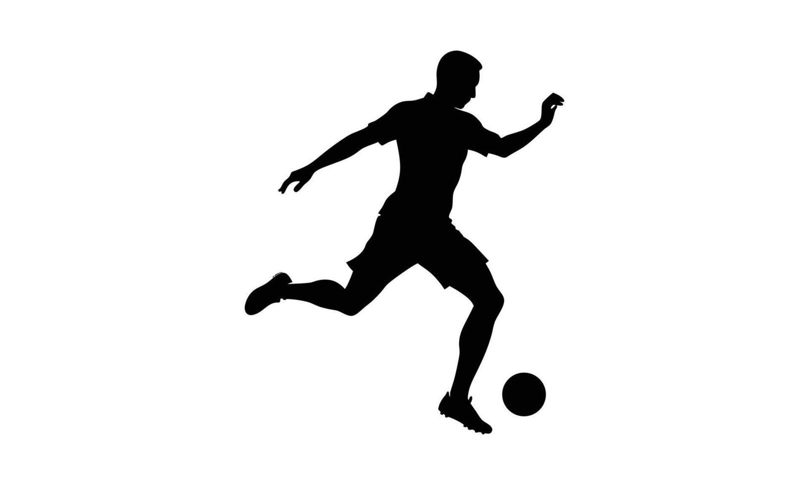 Soccer player silhouette dynamic action running ball vector