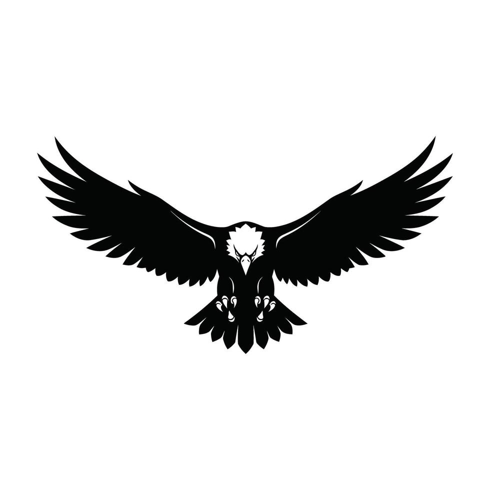 Art of silhouette of an eagle with spread wings, representing freedom, power, and soaring flight vector