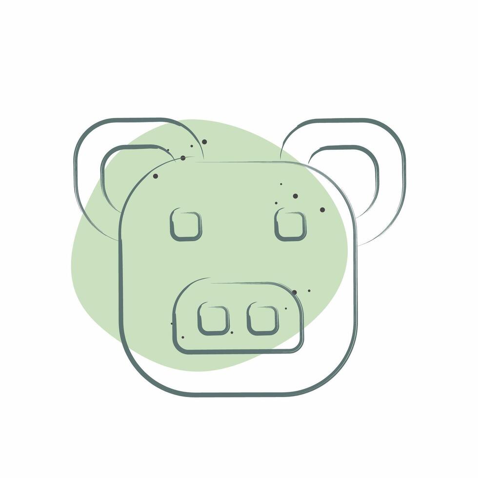 Icon Pig. related to Animals symbol. Color Spot Style. design editable vector