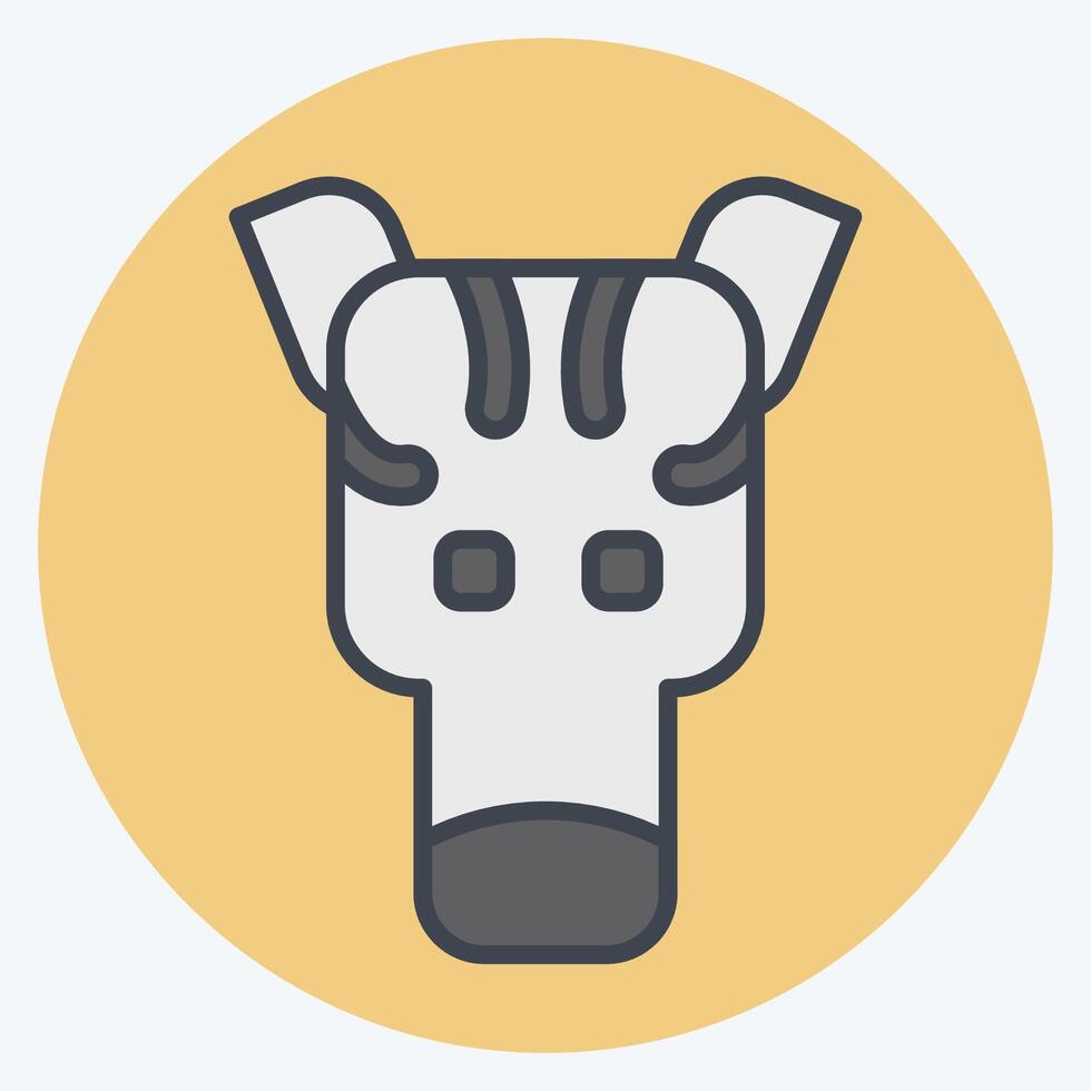 Icon Zebra. related to Animals symbol. color mate style. design editable vector
