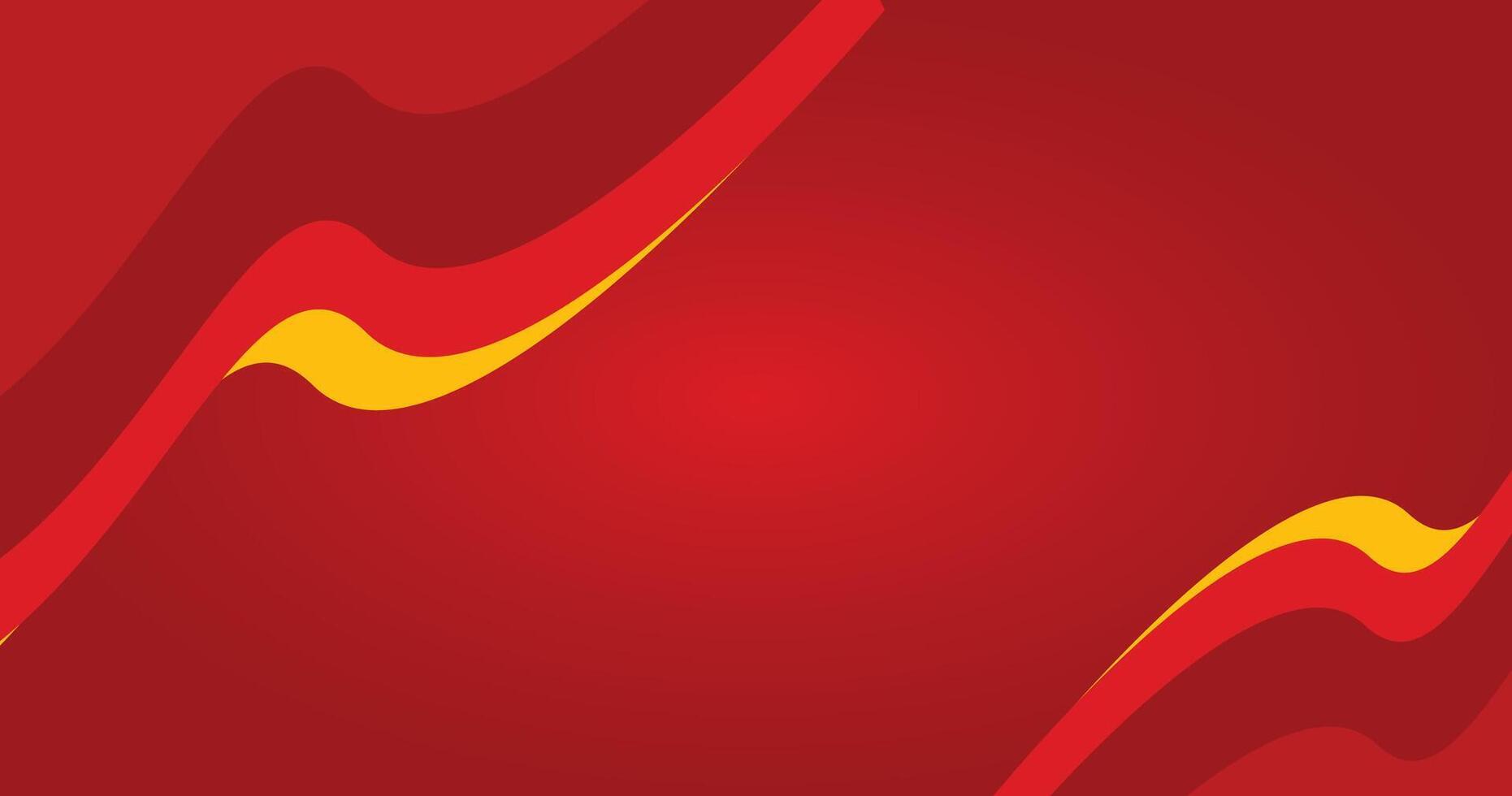 Abstract Red Background With Dynamic Yellow and Red Wavy Lines vector