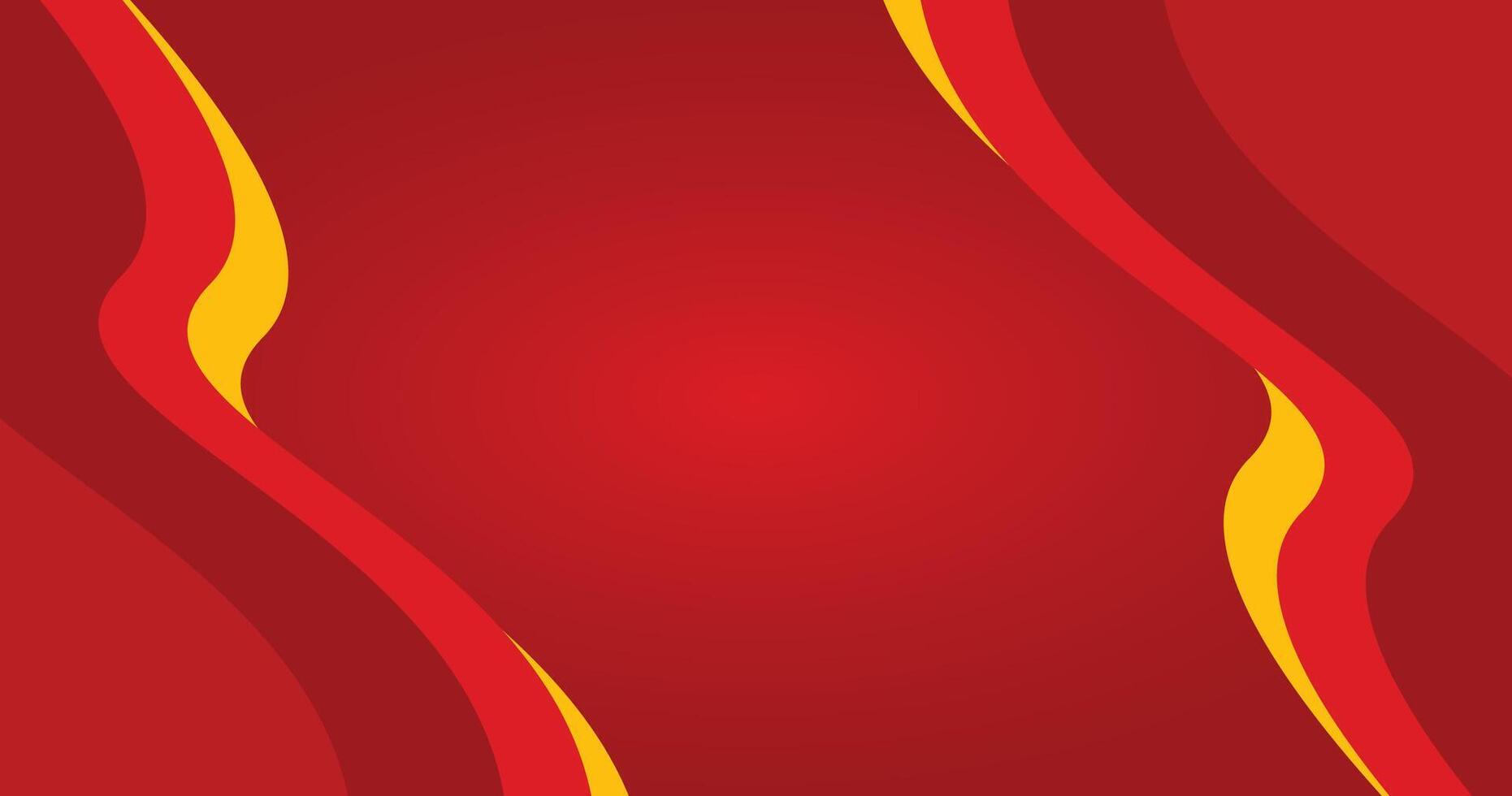 Red Abstract Background with Bold Yellow and Red Curved Stripes Design vector