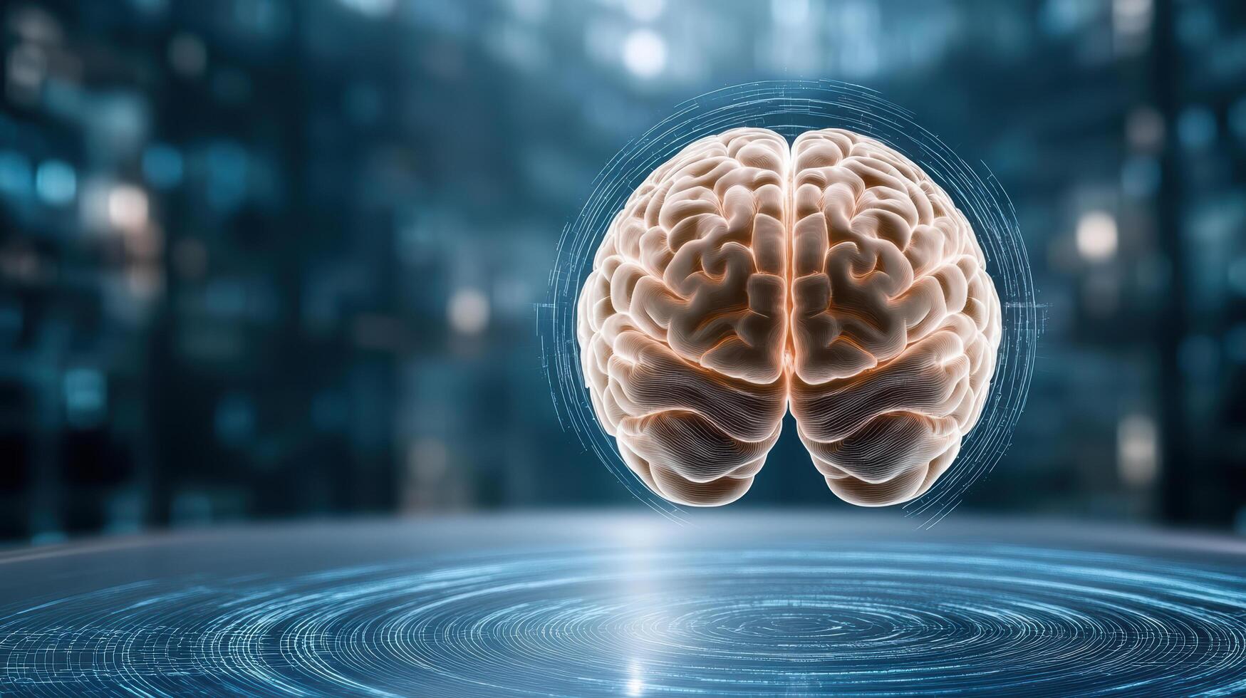 Digital representation of brain with glowing neural connections, symbolizing cognitive processes photo