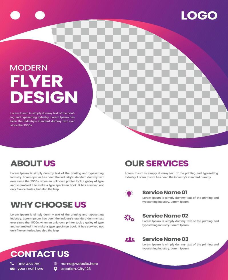 Modern design template for poster flyer brochure cover. Graphic design layout with triangle graphic elements and space for photo background vector