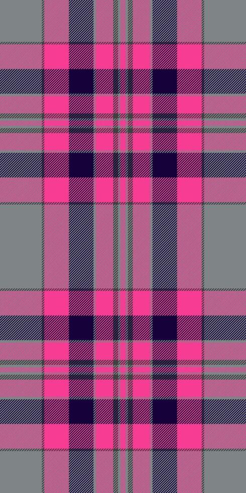 Vibrant pink and gray plaid pattern. Perfect for fashion, textile, and web design projects. This bold, seamless texture offers a modern, energetic feel, ideal for backgrounds or repeating elements. vector