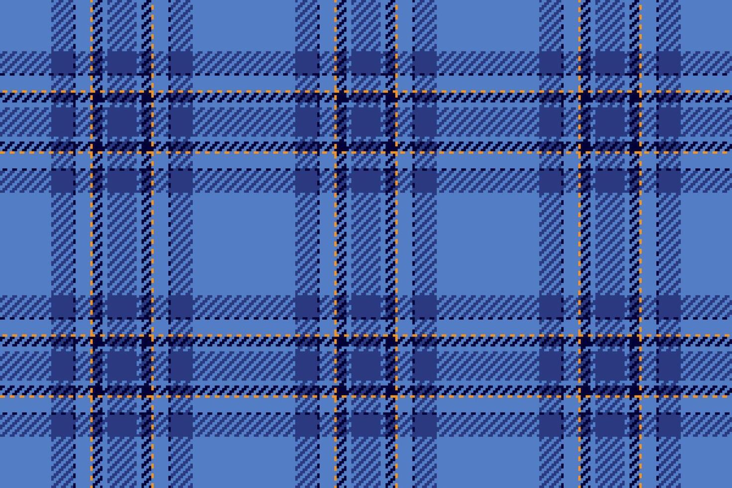 Classic plaid pattern in shades of blue with subtle orange accents. Ideal for backgrounds, textiles, or graphic design. Adds a touch of retro style to your project. vector