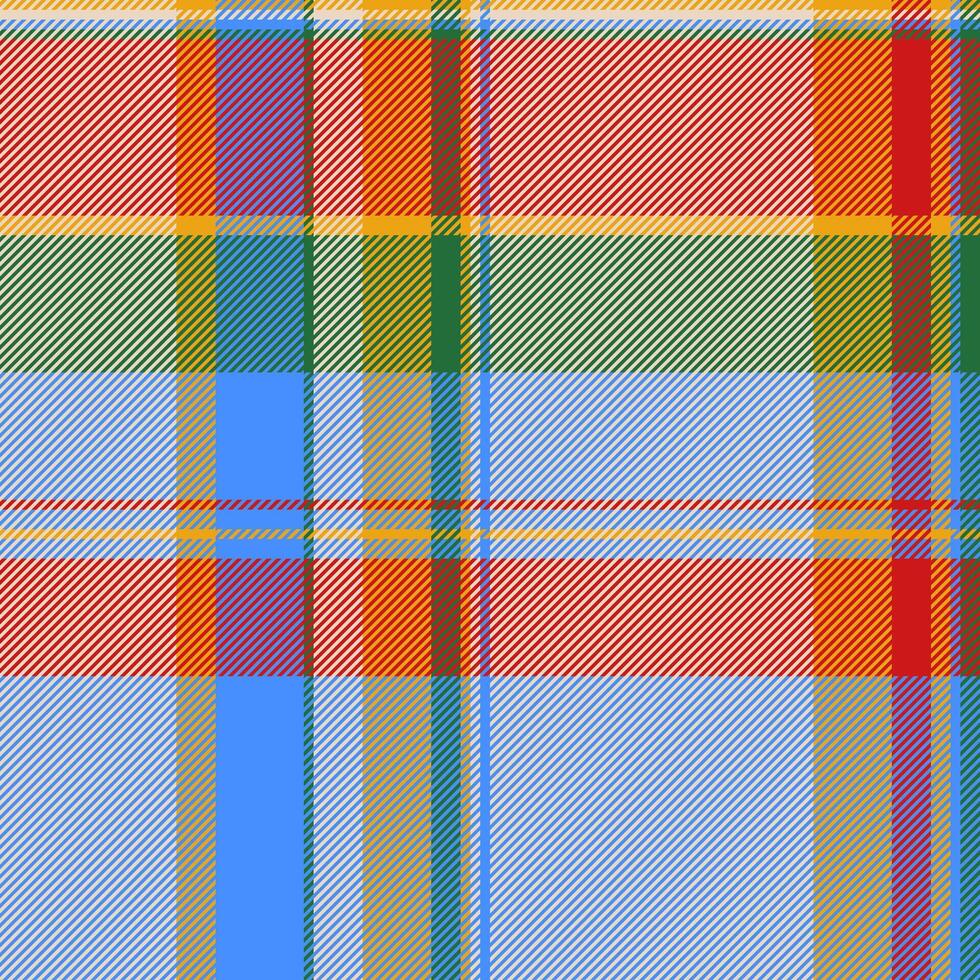Colorful plaid pattern. Abstract seamless texture background of bright stripes and squares, ideal for fabric design, textile print, or backdrop. vector