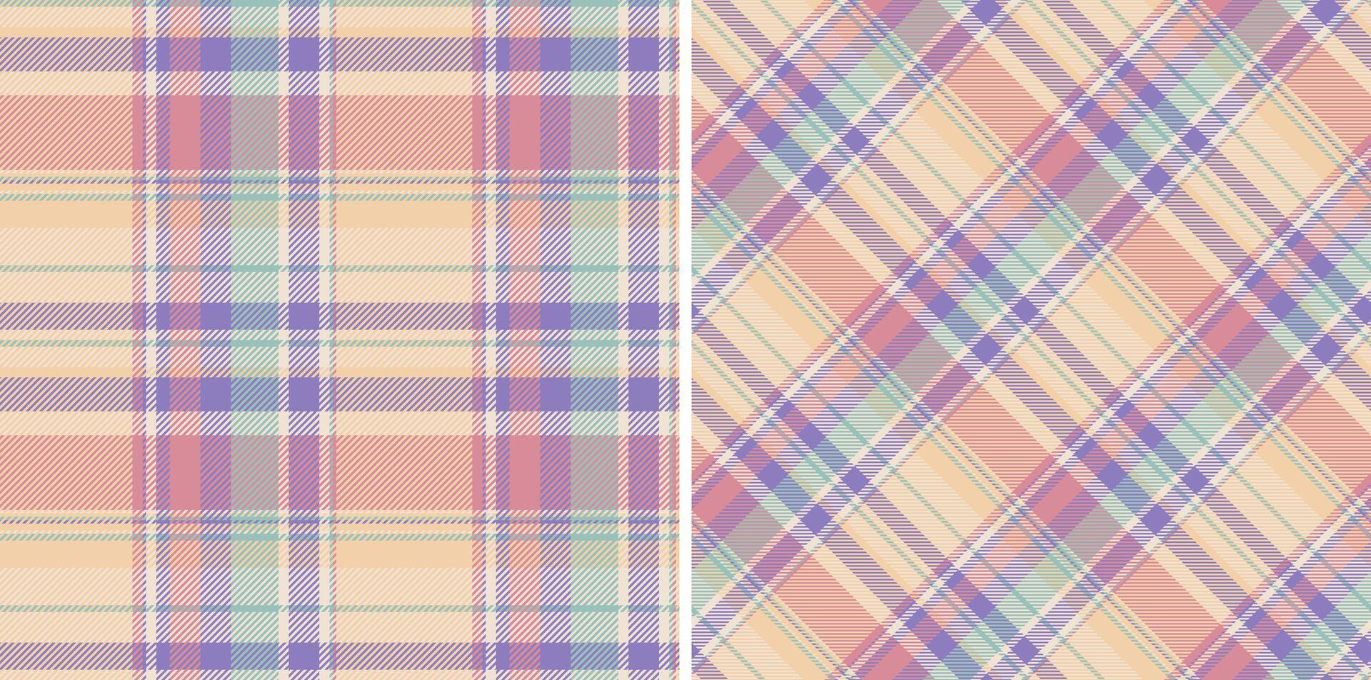 Check seamless texture of pattern fabric tartan with a textile background plaid. Set in trendy colors. Neutral color palette. vector