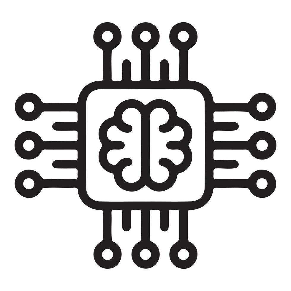 Artificial intelligence chip with integrated brain icon design vector