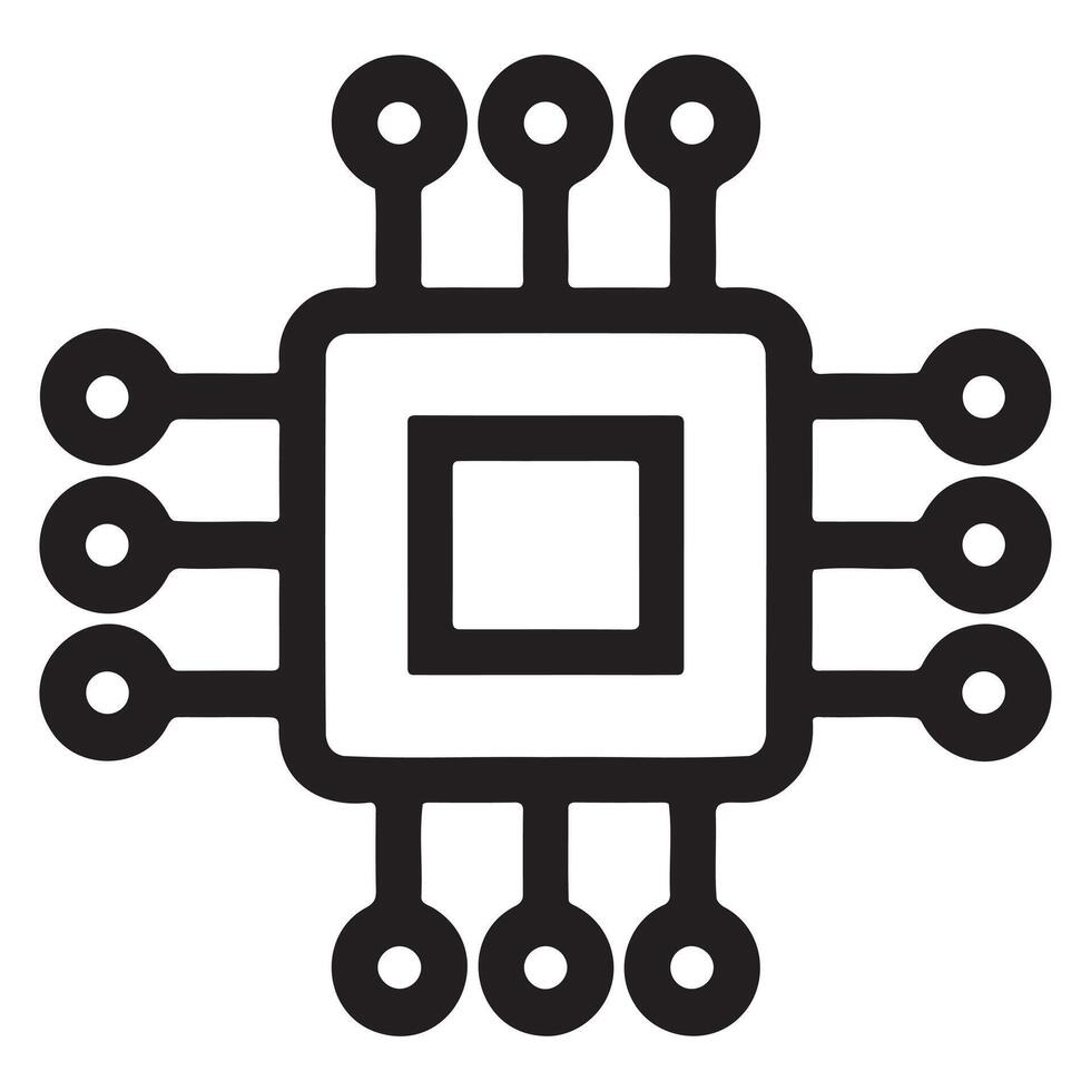 Stylized central processing unit icon for technology and computing designs vector