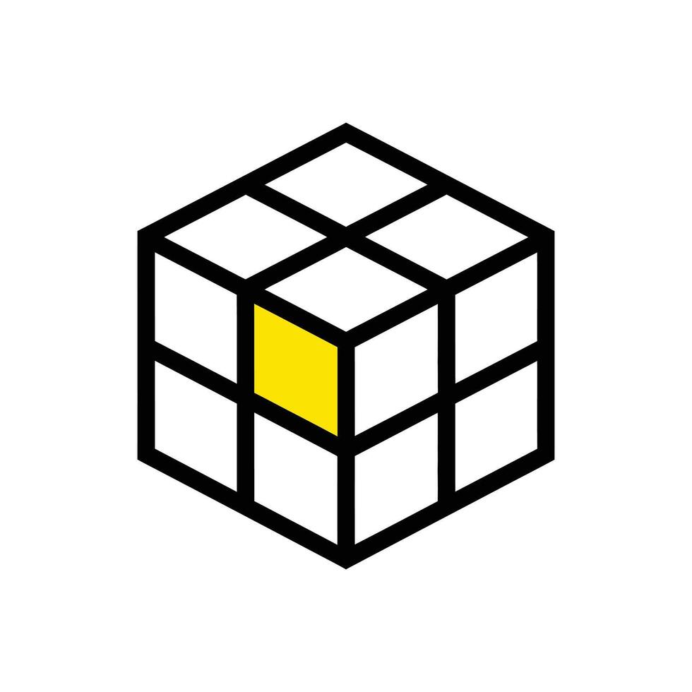 3D Cube Graphic Design with Highlighted Square. vector