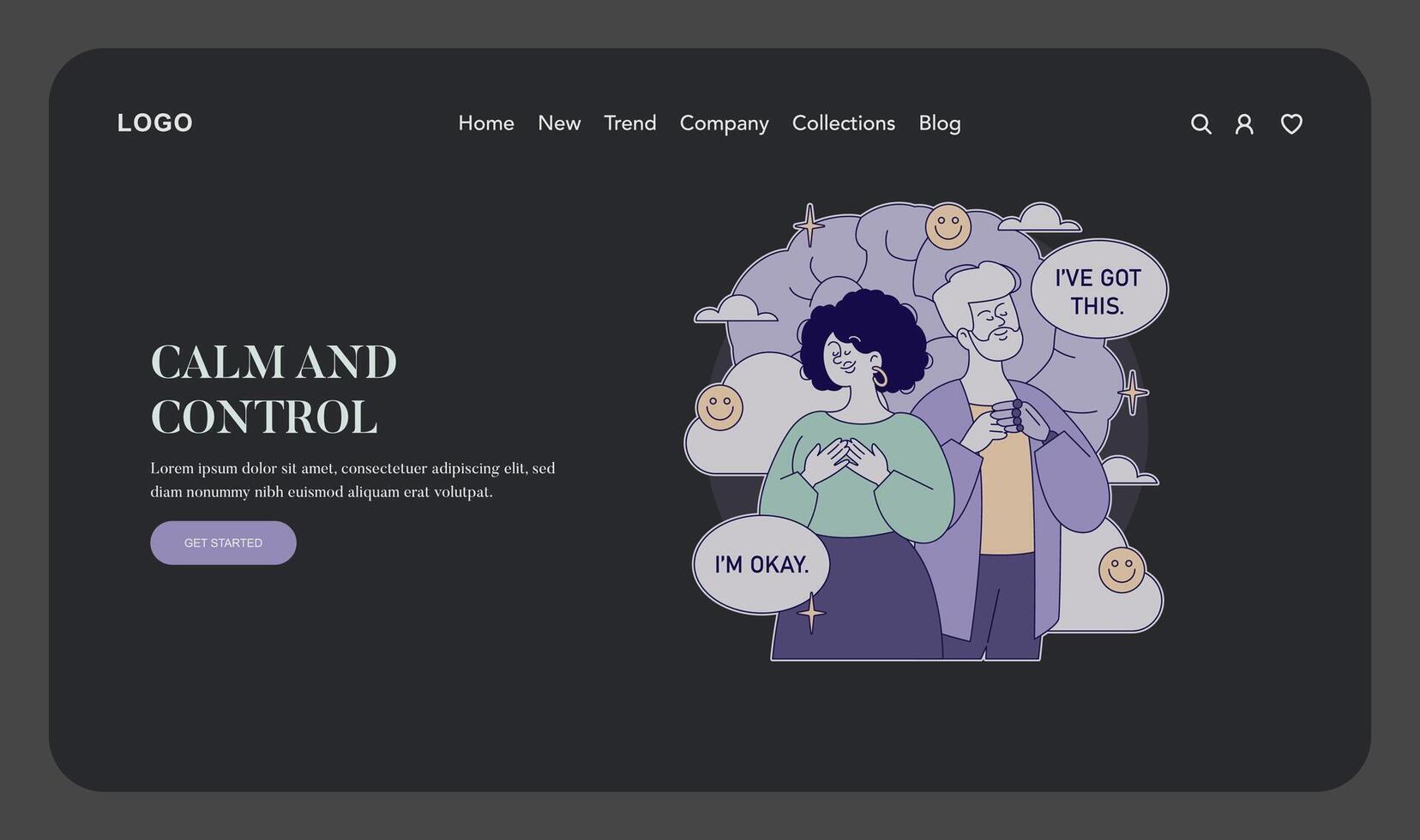 Couple expressing calmness and support vector