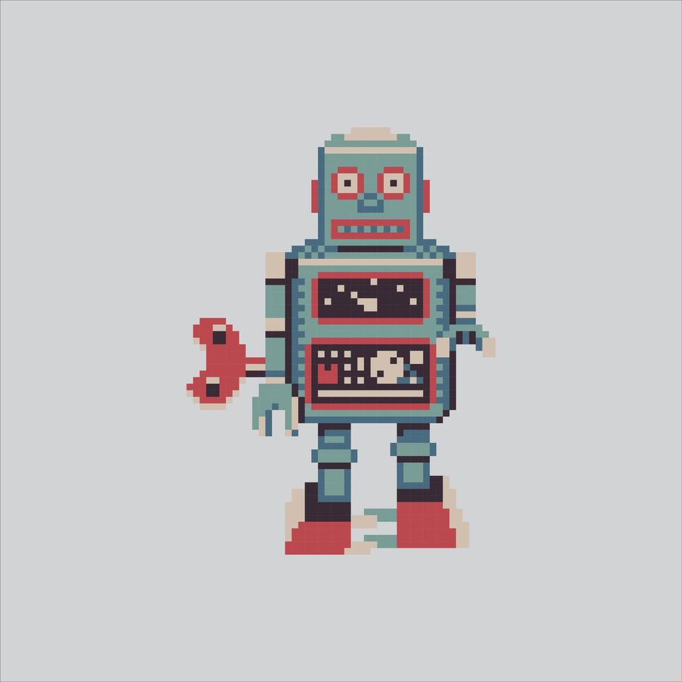 Pixel art illustration Robot Toy. Pixelated Cute Robot. Cute Robot Toy Icon pixelated for the pixel art game and icon for website and game. old school retro. vector