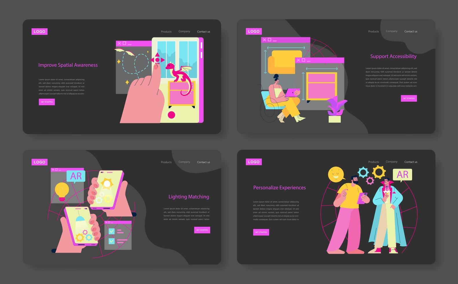 Advanced AR features and user experience. vector