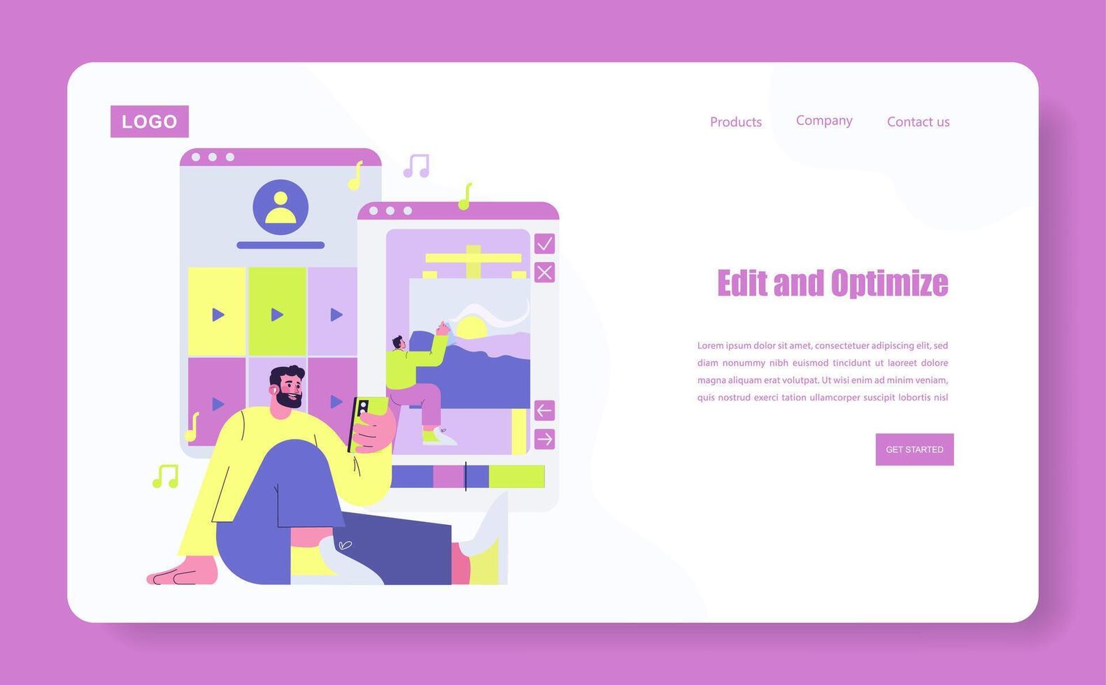 Person editing content on digital devices vector