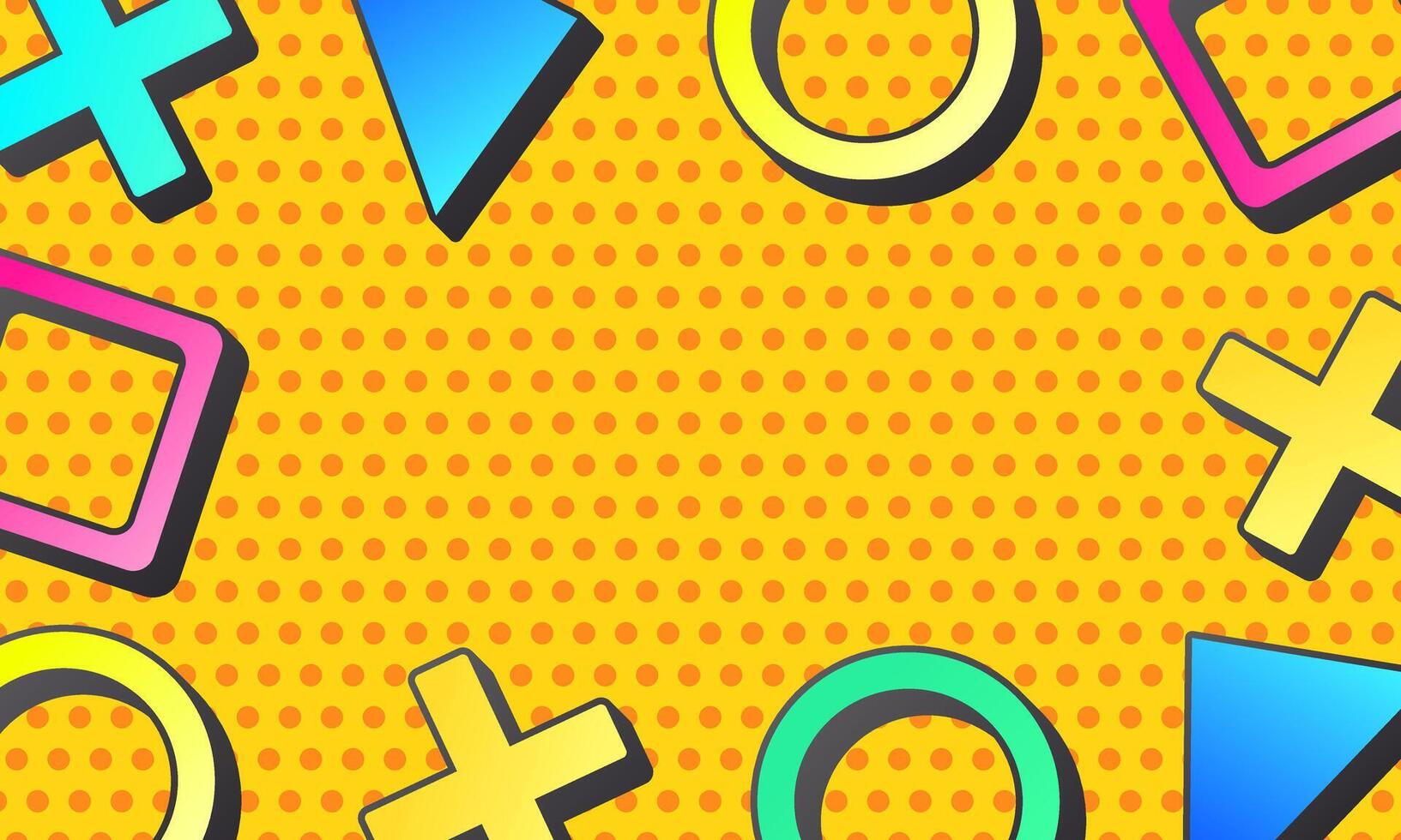 Abstract Retro style 80s-90s memphis geometrical pattern design comic pop art halftone background. vector