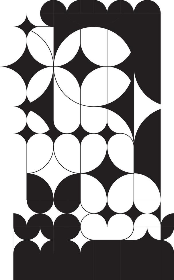 Ornament background. Stars and circle, semicircle artistic monumental composition. Minimal geometric pattern. Mosaic gate panel for forging or stained glass frames vector