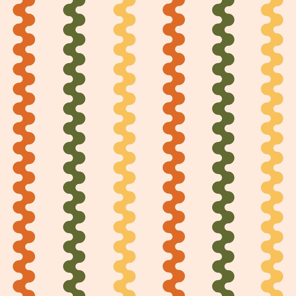 Seamless pattern with colorful vertical wavy lines on a beige background. Modern contemporary geometric texture. Retro concept design for cloth, print, textile. wallpaper vector