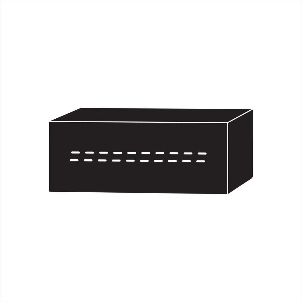 Black Rectangular Box with Dashed Pattern and White Outline container package vector