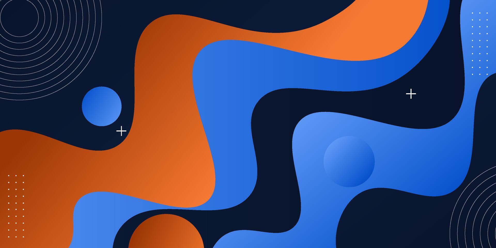 Abstract blue background with orange wave pattern. Horizontal wave fluid background with simple pattern design. eps10 vector