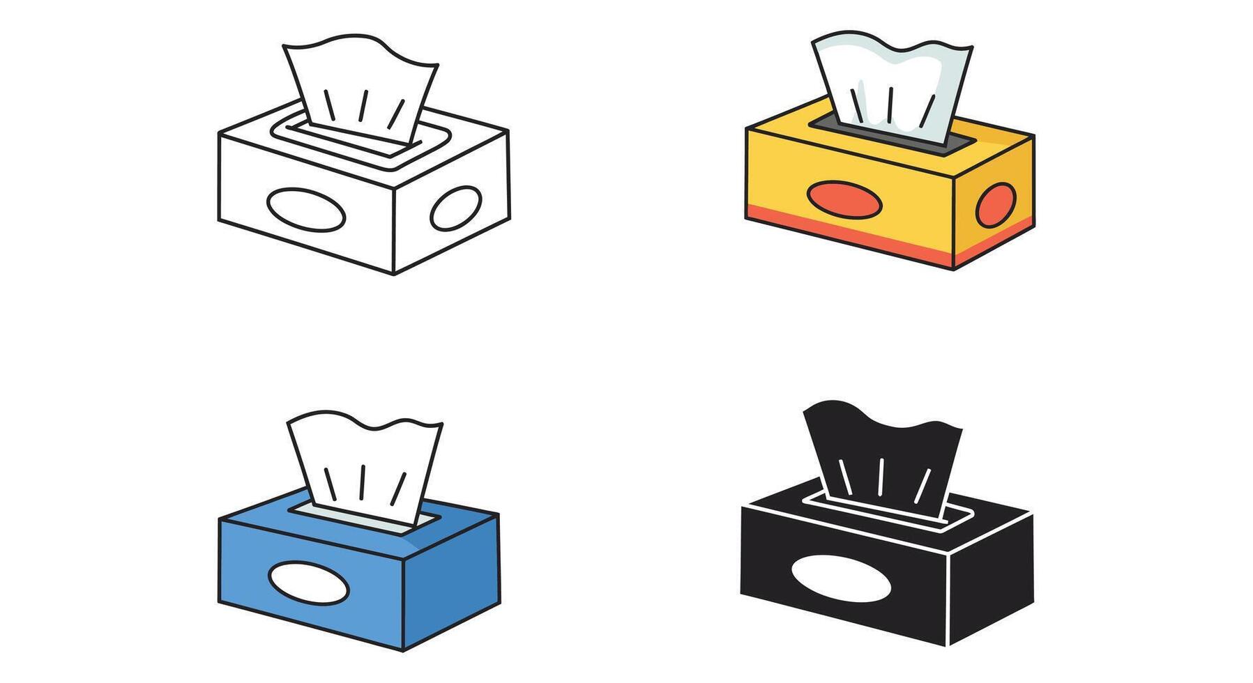 Four different types of tissue boxes on a white background vector