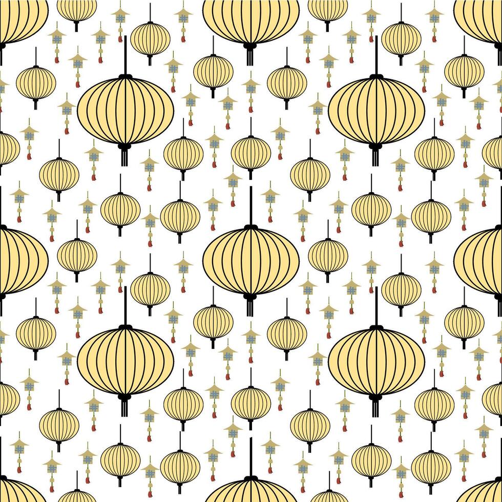Lamp pattern for designing Japanese and Chinese fabric patterns. Asian style lamp pattern. vector