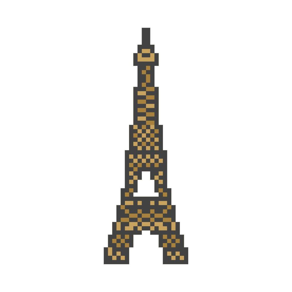 eiffel tower retro pixel art vector