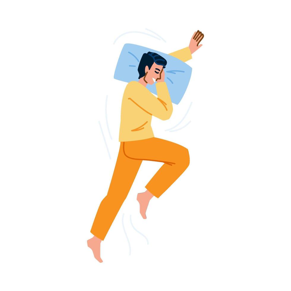 Man sleeping and dreaming in comfortable position with pillow vector