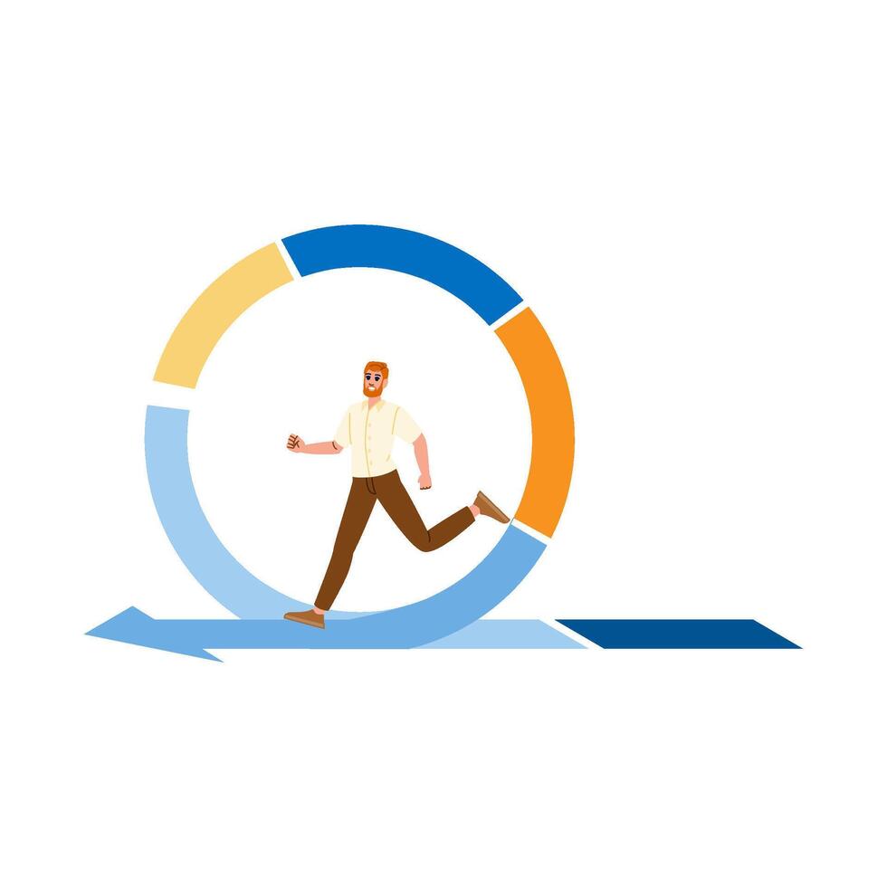 Businessman running in circle representing agile development process vector
