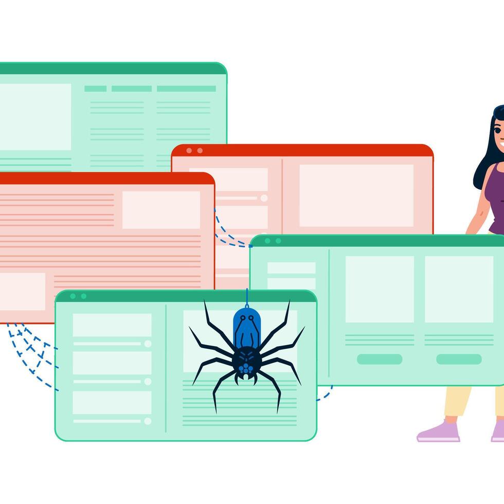 web desarrollador gerente gateando y indexación de múltiple sitios web vector