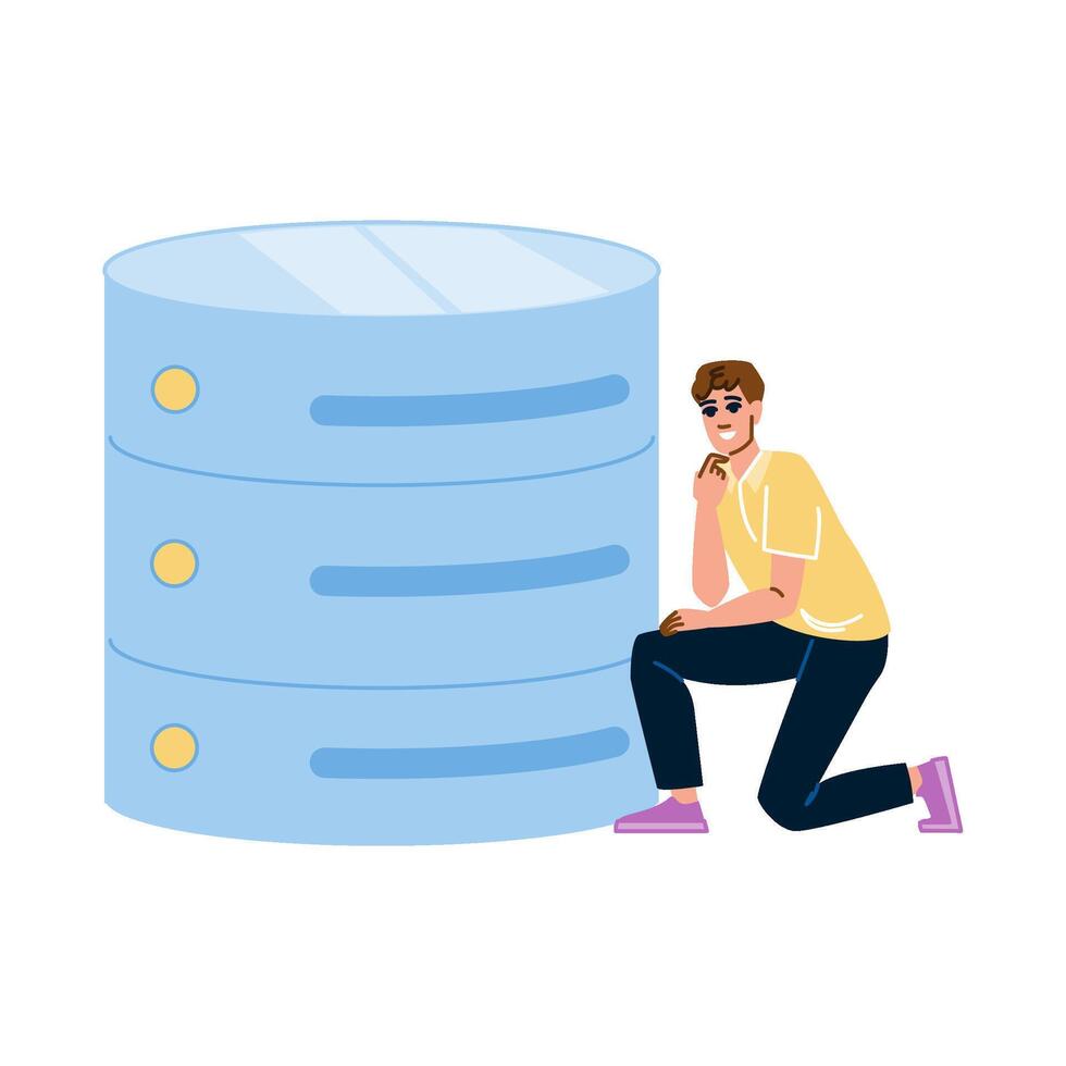 Database administrator managing data storage server infrastructure vector