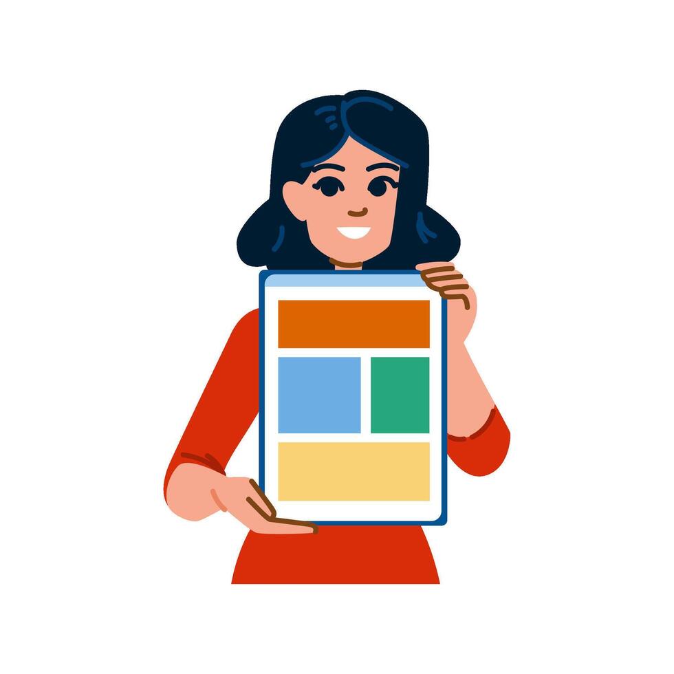 Web designer showing wireframe of website interface vector