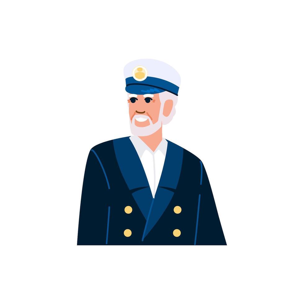 Experienced captain smiling and wearing uniform and hat vector
