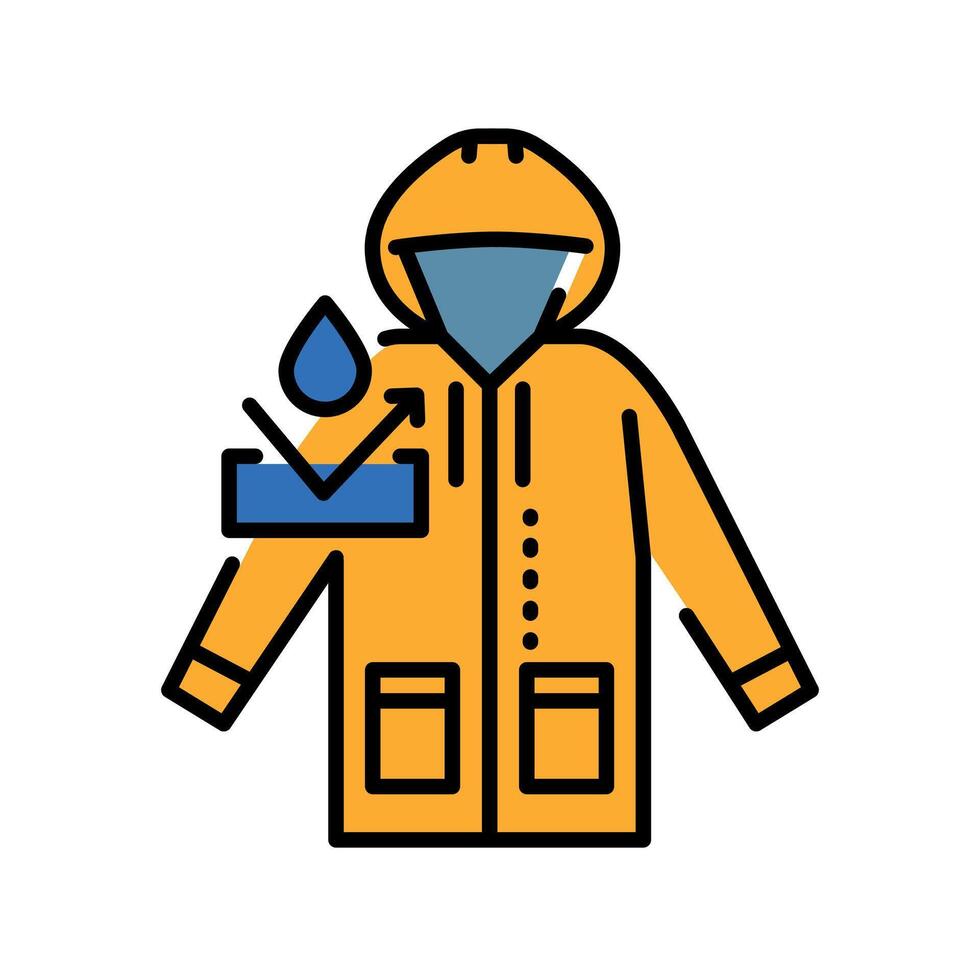 waterproof jacket color line icon for digital and print projects. vector