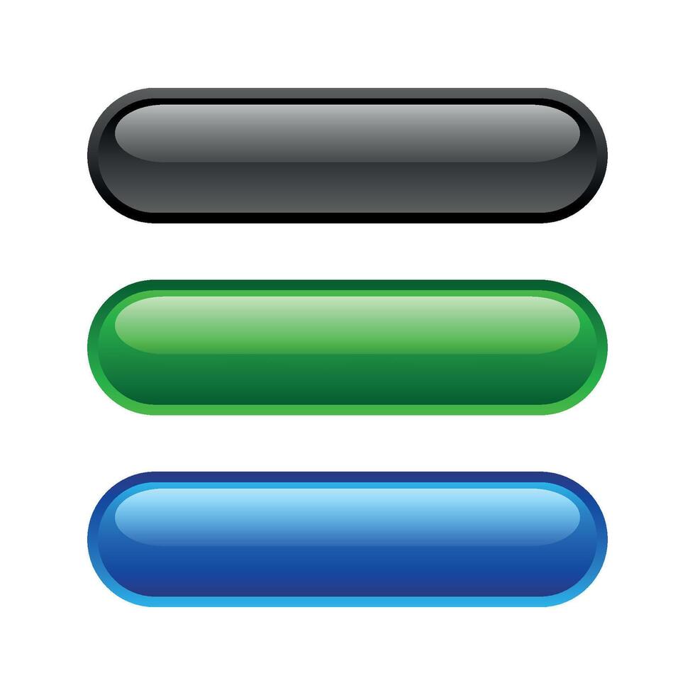 Set Rounded Rectangle Blank Button Website Template vector