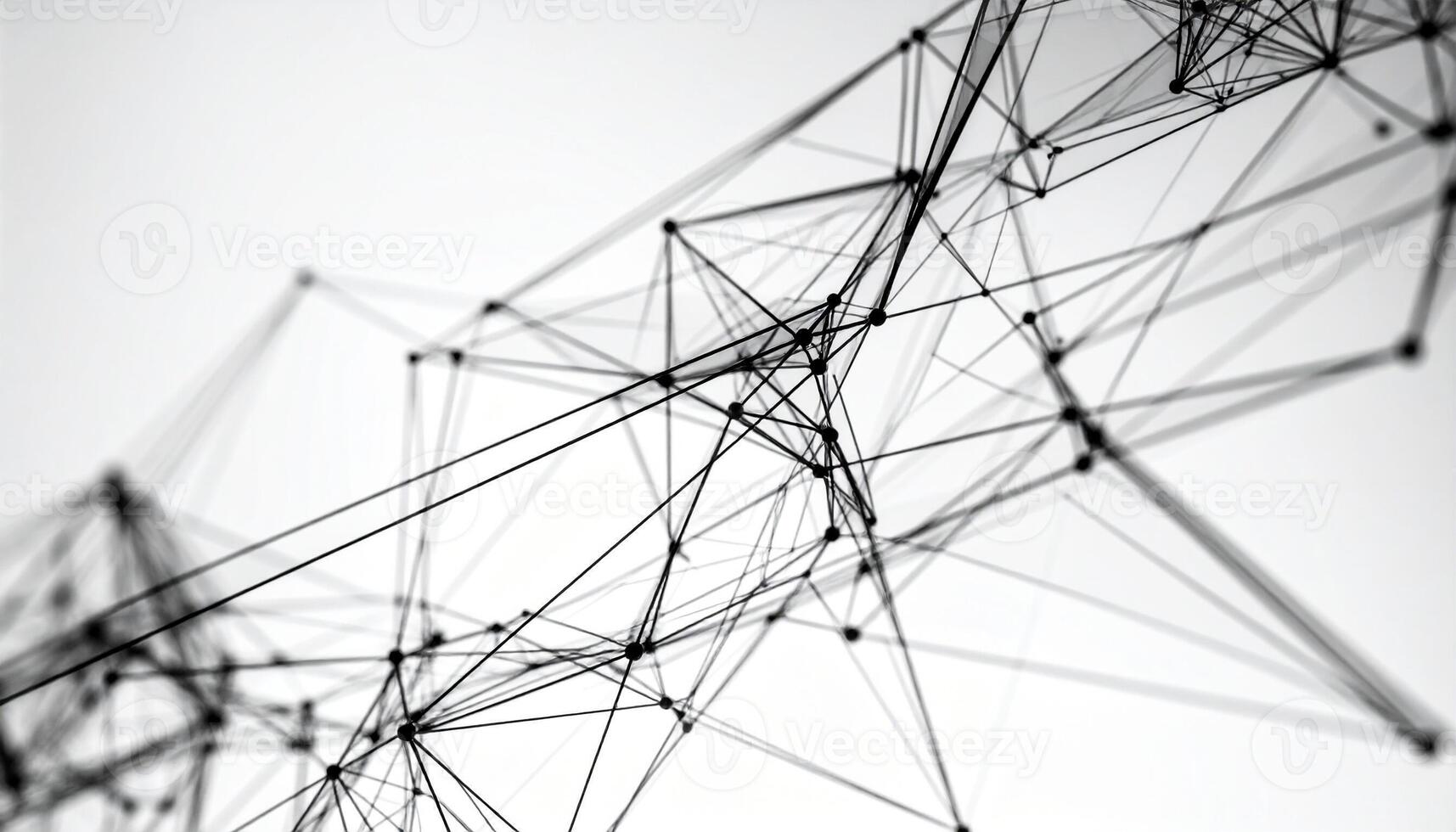 Abstract Network of Connected Lines and Nodes on White photo