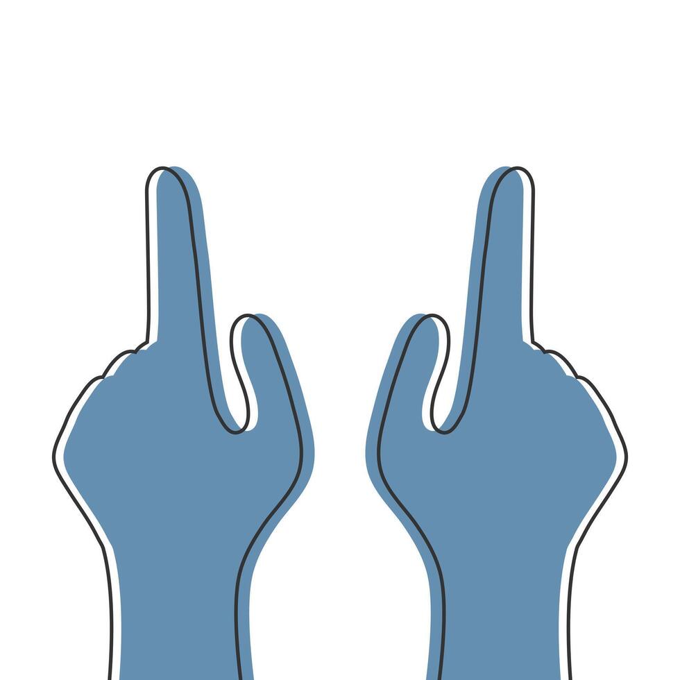 Human hands with index fingers pointing at something. Line icon vector