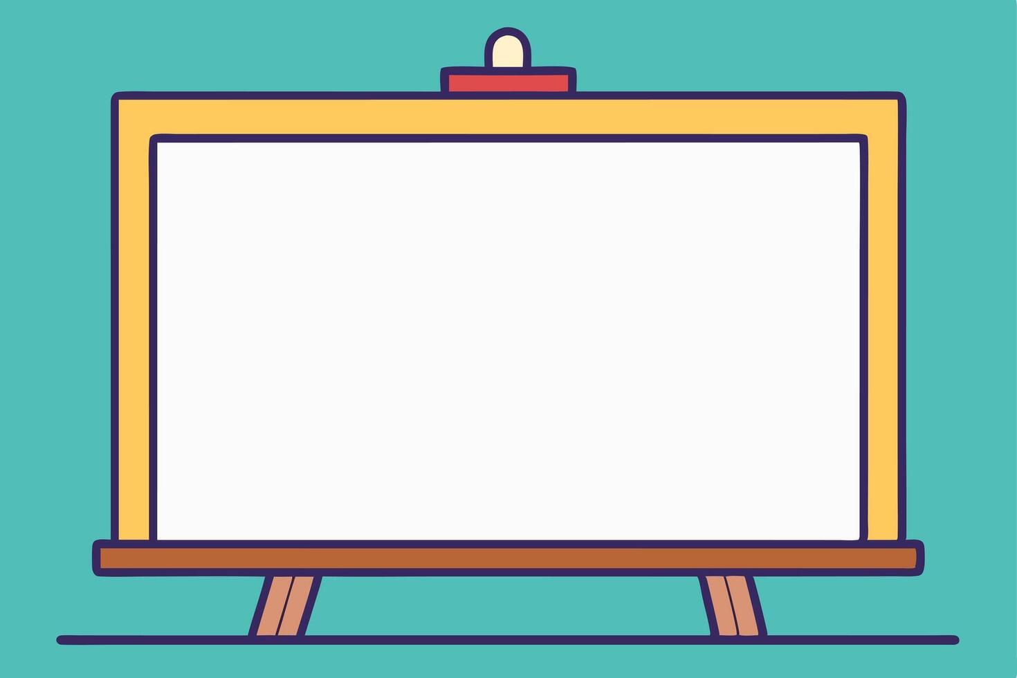 Blank Whiteboard on Easel, Ready for Your Message, Bright and Cheerful Classroom or Office Setting vector