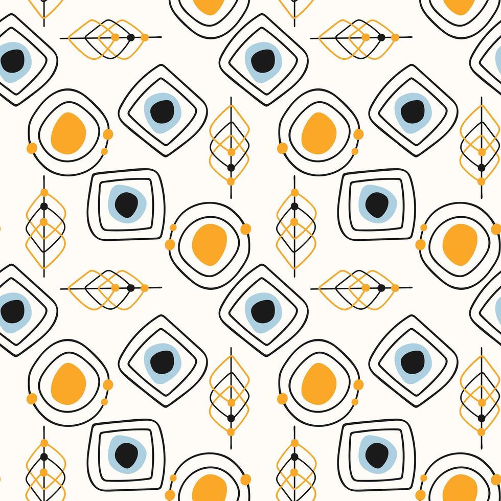 Scandinavian abstract pattern in zen doodle style, textile background, elements on white cream background. vector
