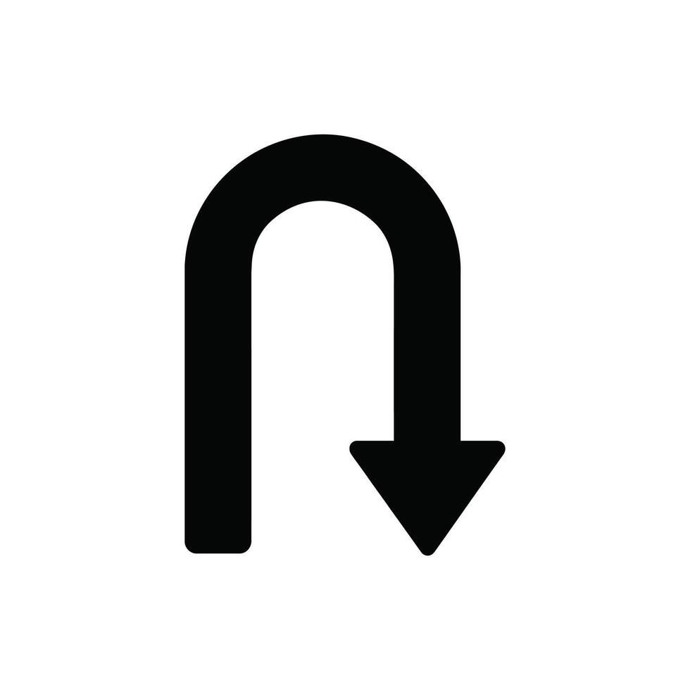 U-turn arrow graphic symbolizing change, direction, and decision making in a clear design vector