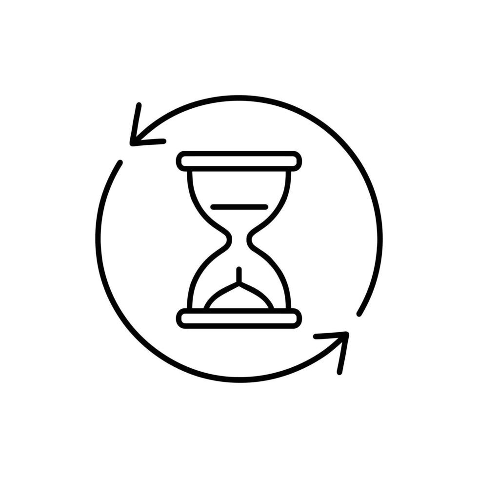 Hourglass symbol with arrows representing time management, deadlines, and efficiency vector