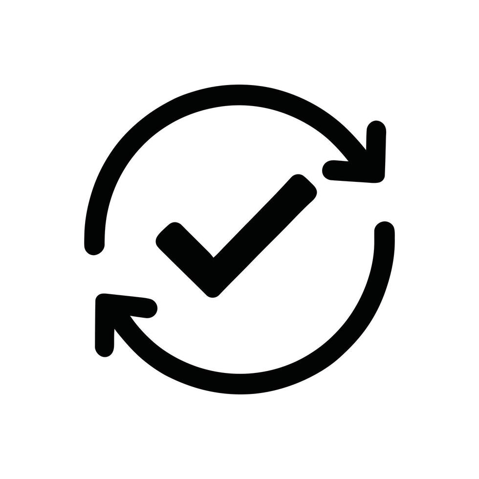 Approved and verified concept with checkmark symbol within a circular refresh icon vector