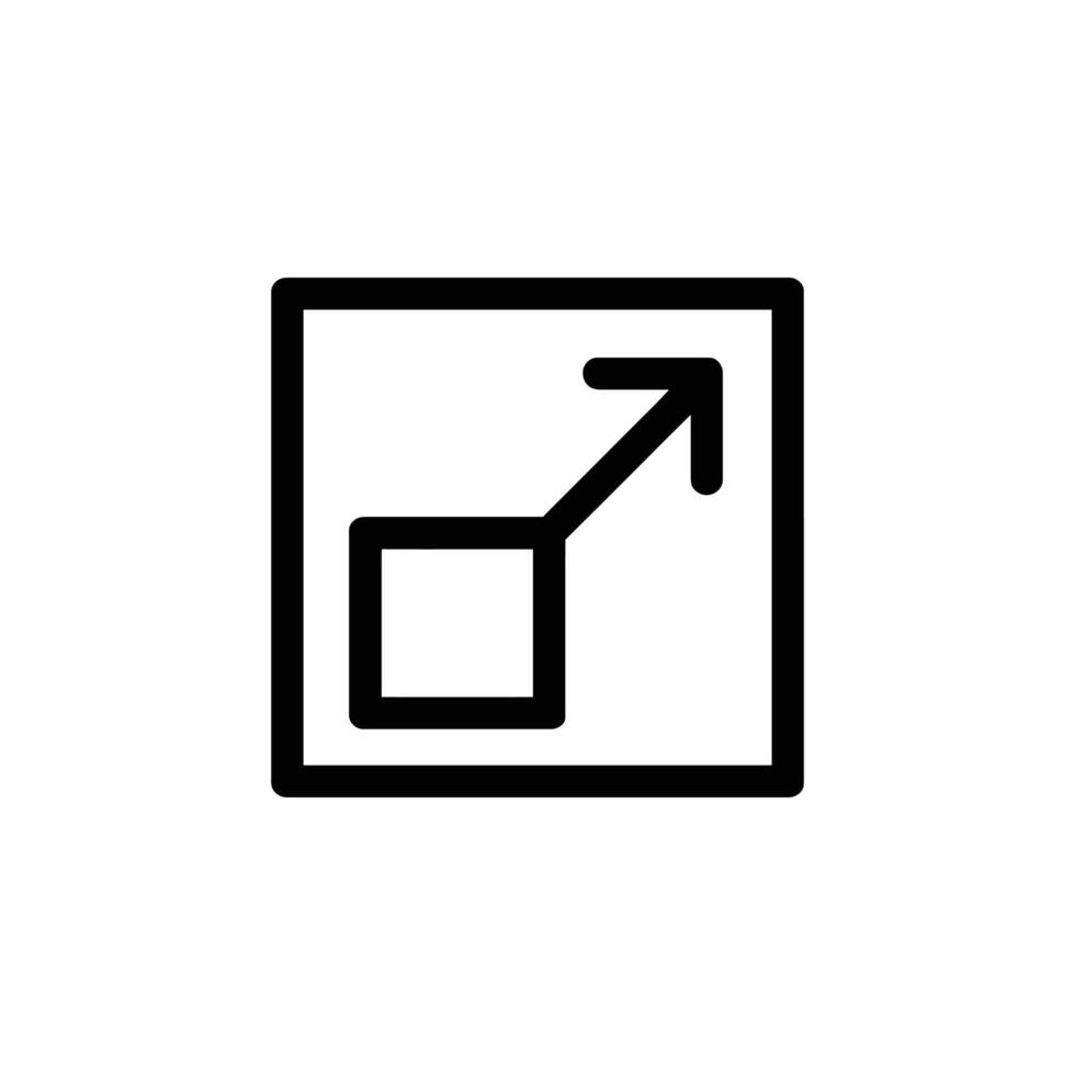 Expanding concept icon with arrow, representing growth, progress, and business development vector