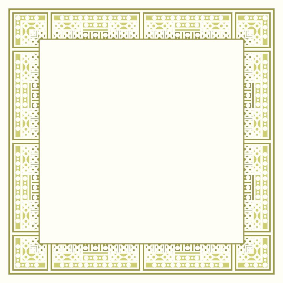 Elegant Geometric Ornamented Square Frame Border with Circle and Rectangle Details vector