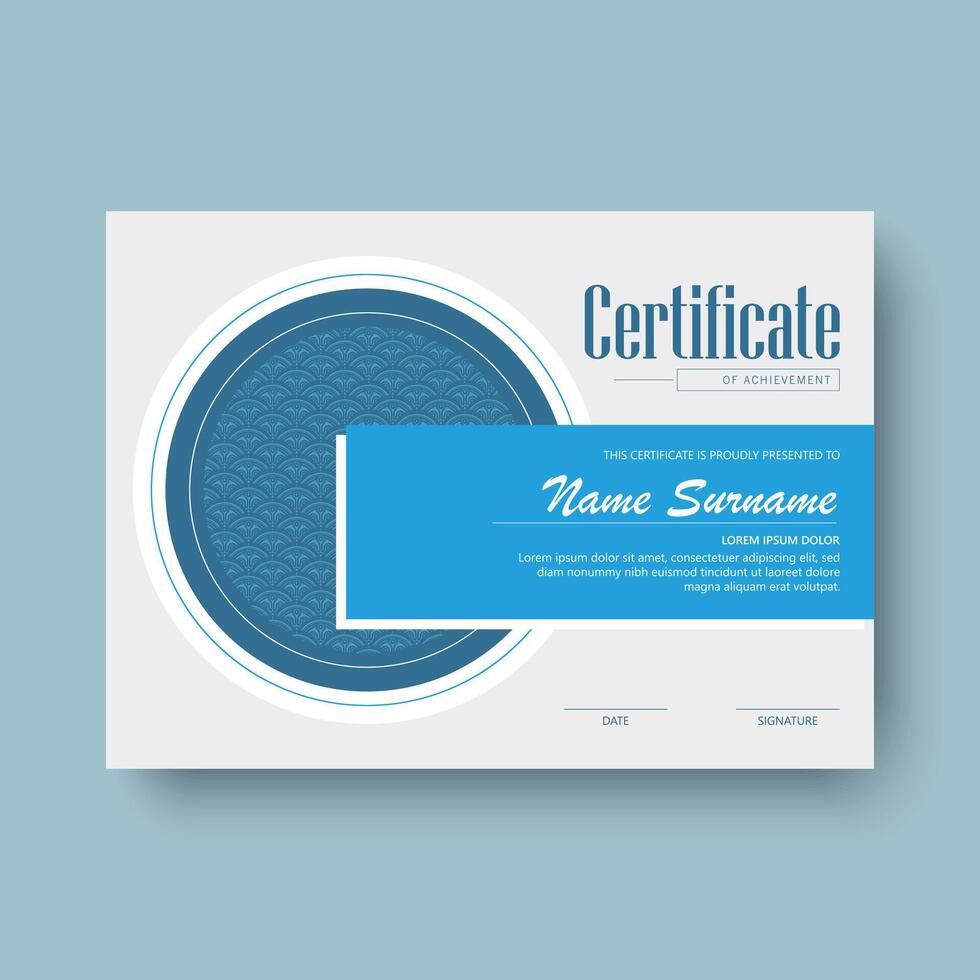 Modern Professional Certificate of Achievement Template Design with Circular Pattern vector