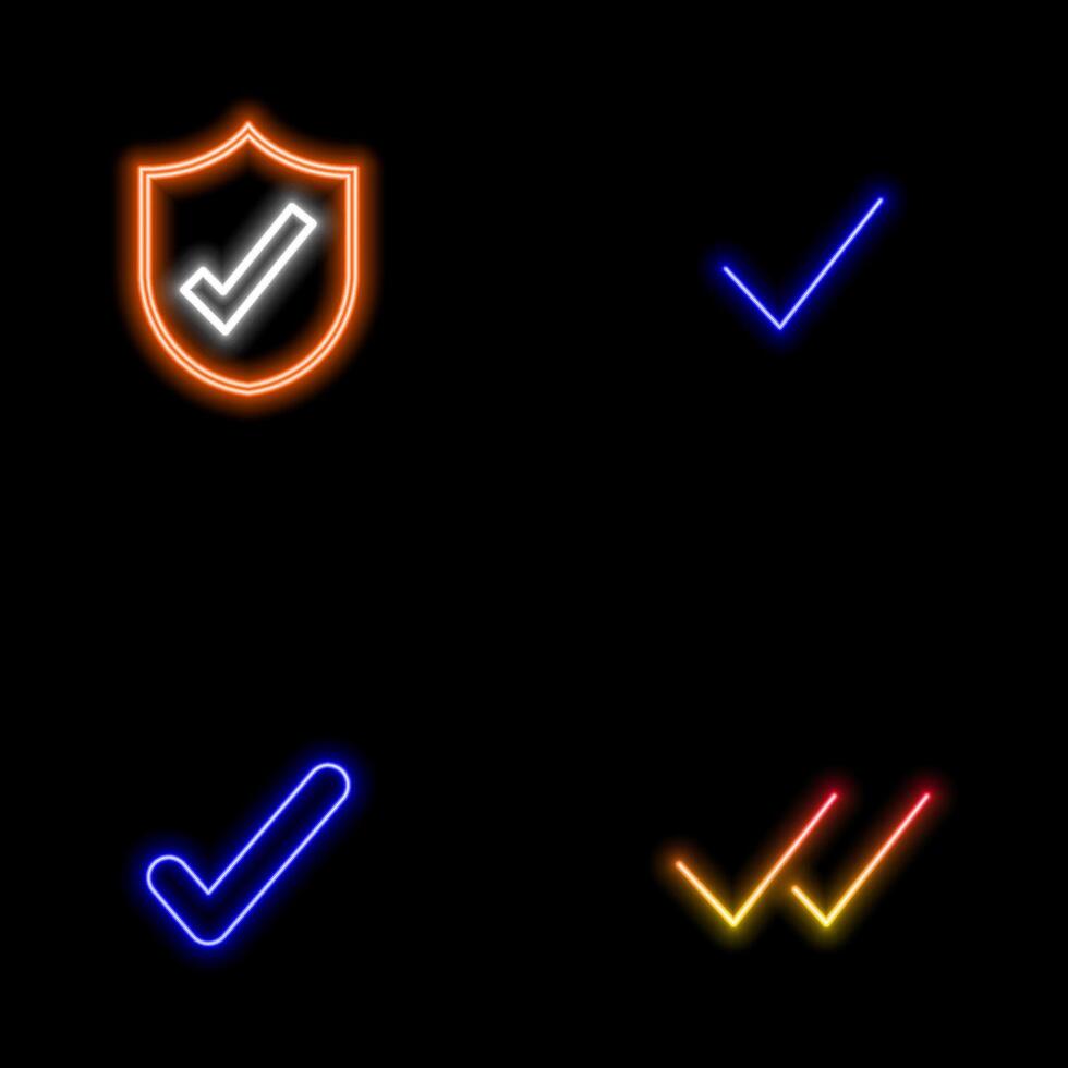 Realistic illustration of right and wrong 3D rendering button. neon style. vector