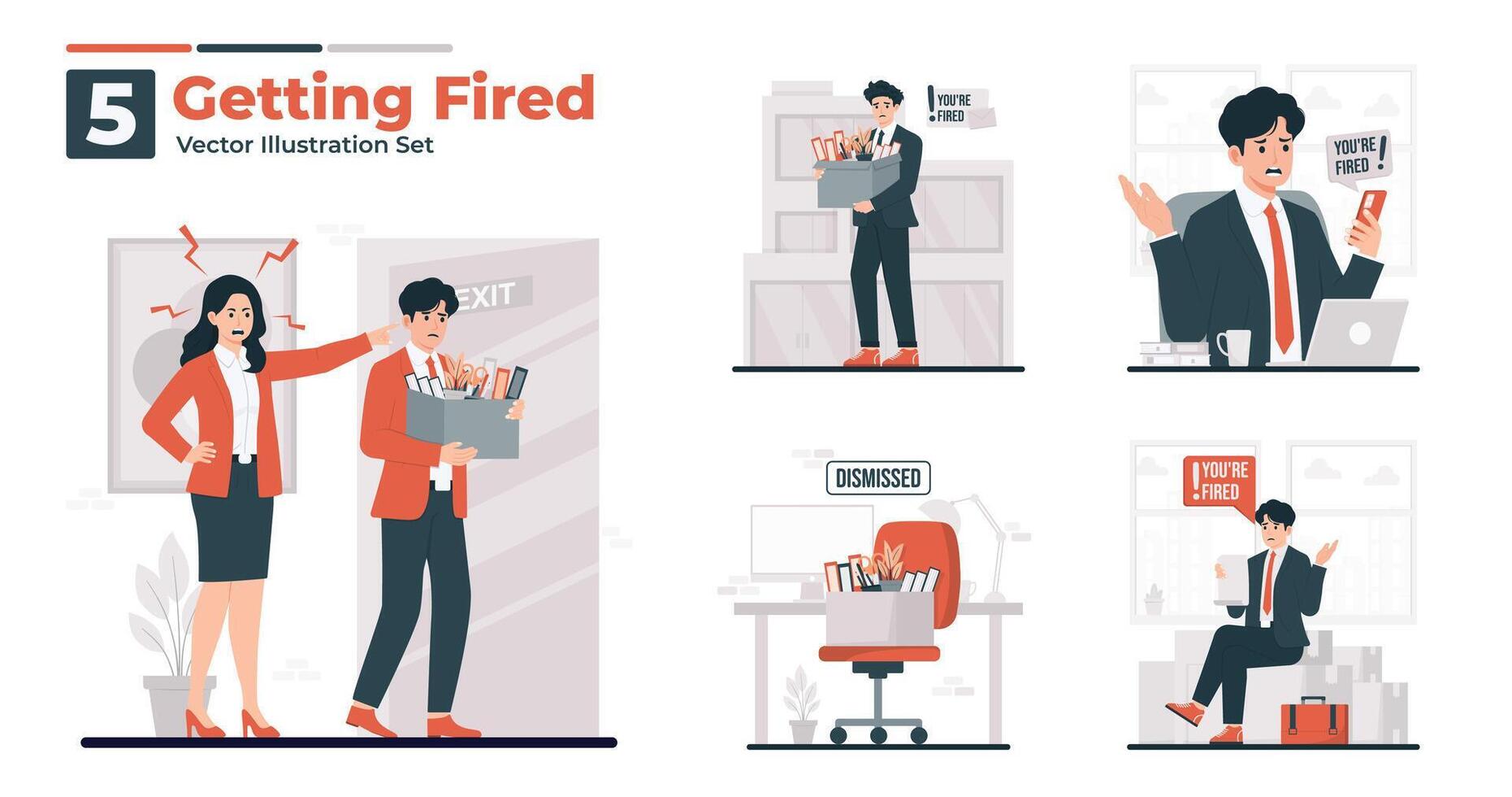 Illustration of getting fired at work vector