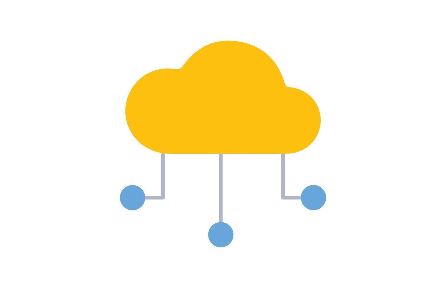 Cloud Computing Yellow Minimal Icon for web and mobile apps design vector