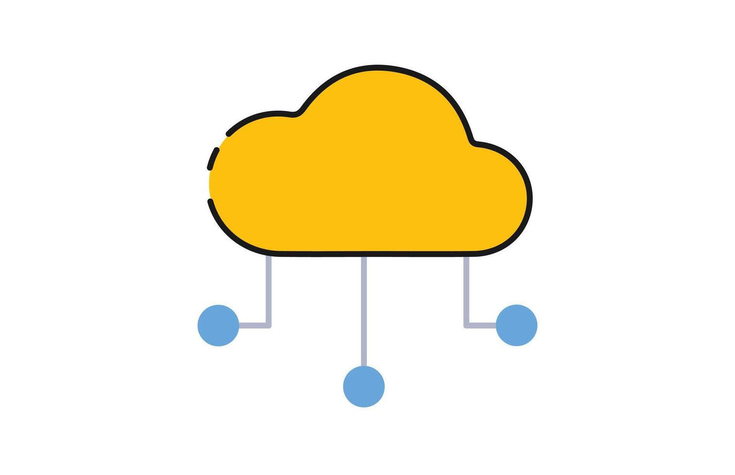 Cloud Computing Yellow Minimal icon for web and mobile apps design . vector