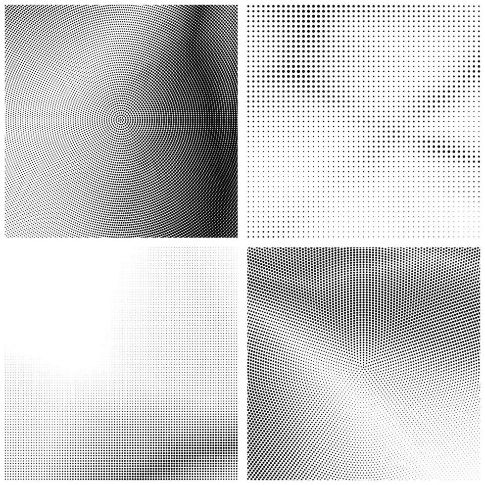 Halftone Pattern. Set of Dots. Dotted Texture on White Background. Overlay Grunge Template. Distress Linear Design. Fade Monochrome Points. Pop Art Backdrops. vector
